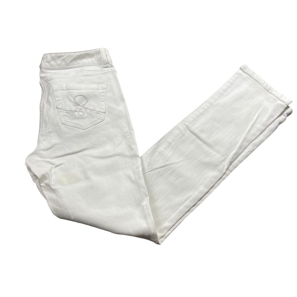 Lilly Pulitzer 6 White Denim Jeans Cotton Spandex Zipper Pockets Straight Leg
